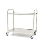 Carucior servire sau debarasare cu roti, inox, 2 polite