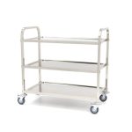 Carucior servire sau debarasare cu roti, inox, 3 polite