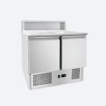 Masa rece pentru pizza, cu vitrina ingrediente, 900 mm, blat granit