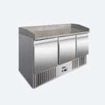 Masa rece pizza din inox si blat granit, 3 usi, 1365 mm